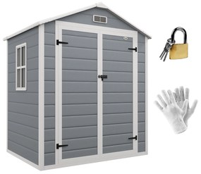 Outsunny Magazie Metalica pentru Gradina Gri Spatiu Depozitare Exterior | Aosom Romania