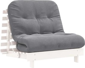 vidaXL Canapea futon cu saltea, alb, 80x206x11 cm, lemn masiv de pin