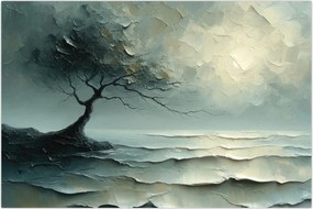 Tablou - pictură în ulei de un copac cu oceanul (90x60 cm)