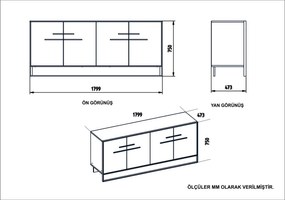 Consolă Polka Auriu 179.9x75x47.3 cm