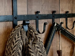 Cuier din lemn si fier, cu un raft, Antique Black