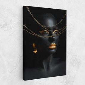 Tablou Canvas, 50x70cm, Dormitor si Living, Femei, Black and Gold, Gold Chain Woman