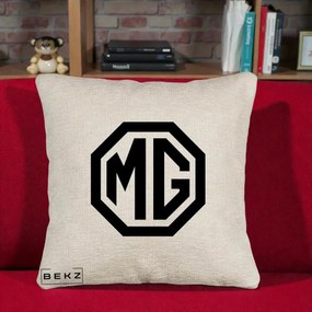 Perna Personalizata cu emblema MG, 40x40 cm, Bej Canapea, Husa Detasabila, Perna Inclusa, BEKZ®