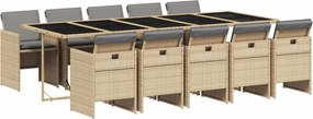 vidaXL Set mobilier grădină cu perne, 11 piese bej combinat poliratan