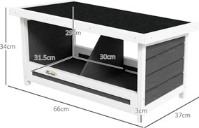 PawHut Cuibar pentru Găini cu 2 Zone, Bază Înălțată și Acoperiș din Bitum, 66x37x34 cm, Gri | Aosom Romania