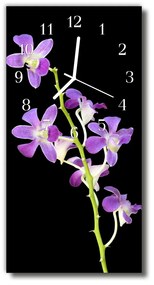 Ceas de perete din sticla vertical Flori orhidee