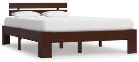 Cadru de pat, maro inchis, 140 x 200 cm, lemn masiv de pin Maro inchis, 140 x 200 cm