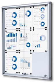 Vitrina de informatii interioare cu usi glisante 9 x A4 - spate tabla, aluminiu