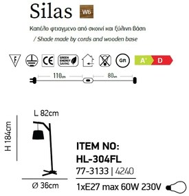 Lampadar, lampa de podea design rustic HL-304FL SILAS 77-3133 HL