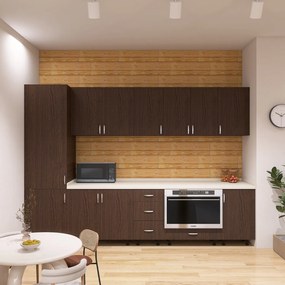Bucatarie Claus 260 cm, Material PAL 18mm, Culoare Wenge, Blat termorezistent 2.8cm
