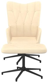 327580 vidaXL Scaun de relaxare cu taburet, crem, textil