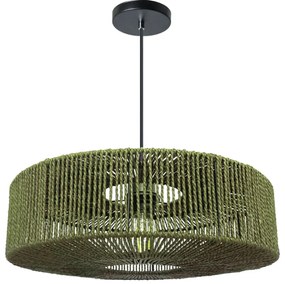 Lampă suspendată din iută și metal 60W Verde