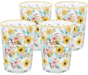 Set de 4 pahare Flowers & Fruits 510 ml , galben