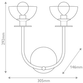 Alora Mood ALM-SYLVIA-2WB-BG-CL - Aplica de perete SYLVIA 2xE14/40W/230V, finisaj auriu