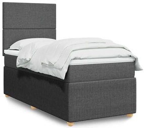 vidaXL Pat box spring cu saltea, gri închis, 80x200 cm, textil