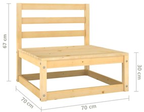 Canapele de mijloc pentru gradina, 2 buc., lemn masiv de pin Maro, Canapea de mijloc (2 buc.), 1