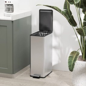 HOMCOM Coș de Gunoi de 20L Antiamprentă cu Închidere Lentă și Găleată Detașabilă, Coș cu Pedală, pentru Bucătărie, Living, Birou și Studiu, 21.5x37.2x57 cm, Argintiu | Aosom Romania