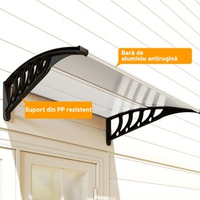 Outsunny Copertina moderna din policarbonat, 110x60x18 cm, gri | Aosom Romania