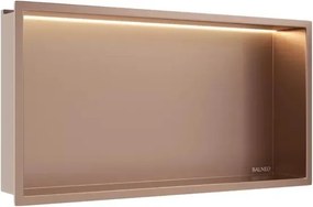 Raft incastrat dreptunghiular Balneo Wall-Box One LED cu rama 60x30x10 cm cupru lucios