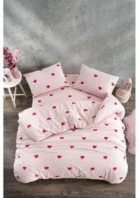 Lenjerie de pat roz pentru pat de o persoană, extinsă cu cearceaf inclus, cu 3 piese 160x220 cm Red Heart – Mila Home