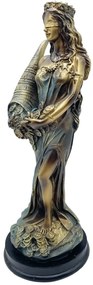 Statueta Zeita Fortuna, 23cm, Auriu  Albastru