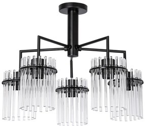 Lustră pe tijă 5xE27/60W/230V negru/transparent