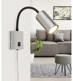 Lampă de perete flexibilă ROBBY 1xGU10/25W/230V neagră/crom Globo 57911W