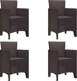 vidaXL Scaun pentru Grădină 4 pcs Maro Dimensiune: 53 x 49 x 85 cm