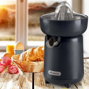 Storcator electric pentru citrice Ariete BREAKFAST 0417/00, 40W, Capac, 2 conuri detasabile, Orificiu cu deschidere si inchidere, Gri inchis