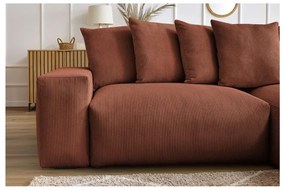 Colțar teracotă extensibil/cu spațiu de depozitare cu tapițerie din catifea reiată Voltaire – Bobochic Paris