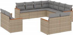 vidaXL Set canapele de grădină, 11 piese, cu perne, bej, poliratan
