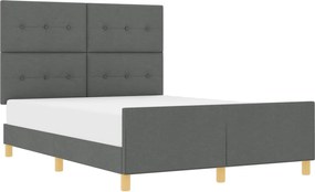 vidaXL Cadru de pat cu headboard Gri închis 160 x 200 cm țesătură