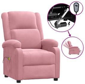 Fotoliu de masaj rabatabil electric, roz, catifea 1, Roz