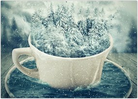 Tablou - Lumea de iarnă într-o căniță (70x50 cm)