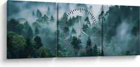 Tablou - Pădure în Ceață (cu ceas) (90x30 cm)