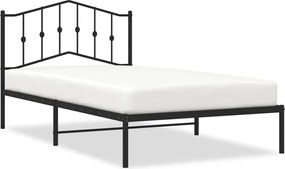 vidaXL Cadru de pat din metal cu tăblie, negru, 107x203 cm