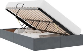 vidaXL Pat cu storage cu headboard Gri închis 120 x 190 cm Catifea