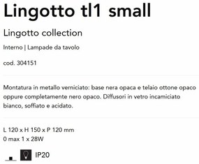 Veioza/Lampa de masa design decorativ Lingotto tl1 small negru