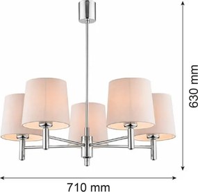 Brilagi - Lustru cu tijă MONTE 5xE27/60W/230V bej/crom lucios