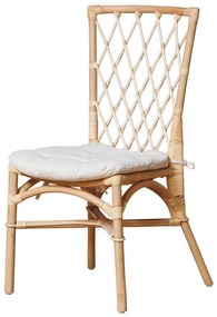 Scaun dining bej din rattan cu perna Crosses
