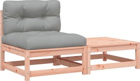 vidaXL Canapea de grădină fără cotiere, cu perne și taburet