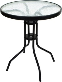 Masa rotunda de gradina cu blat de sticla ISLAND 60 cm, negru