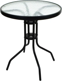 Masa rotunda de gradina cu blat de sticla ISLAND 60 cm, negru