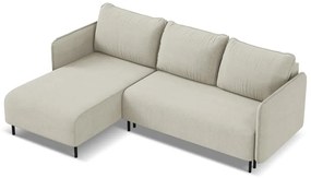 Colțar bej extensibil/cu spațiu de depozitare (cu colț pe partea stângă) Luana – Makamii