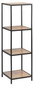 Bibliotecă neagră/în culoare naturală cu aspect de lemn de stejar 37x120 cm Seaford – Actona