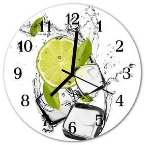 Ceas de perete din sticla rotund Lime Green Alimente și băuturi