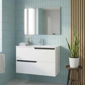 Mobilier pentru lavoar incastrat 80 cm, alb mat, Fluminia Bari 80 Alb