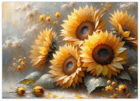Tablou - Pictură cu floarea-soarelui (70x50 cm)