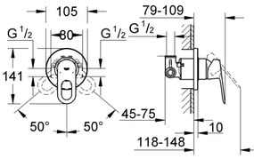 GROHE 29042000 - Baterie de duș BAULOOP crom lucios