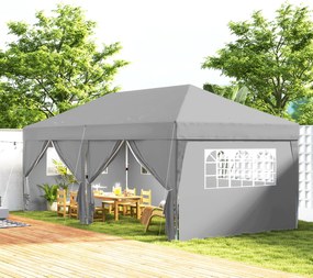 Outsunny Pavilion de grădină exterior pavilion pliabil 3 x 6 m cu 6 pereți laterali, sac de transport inclus, gri | Aosom Romania